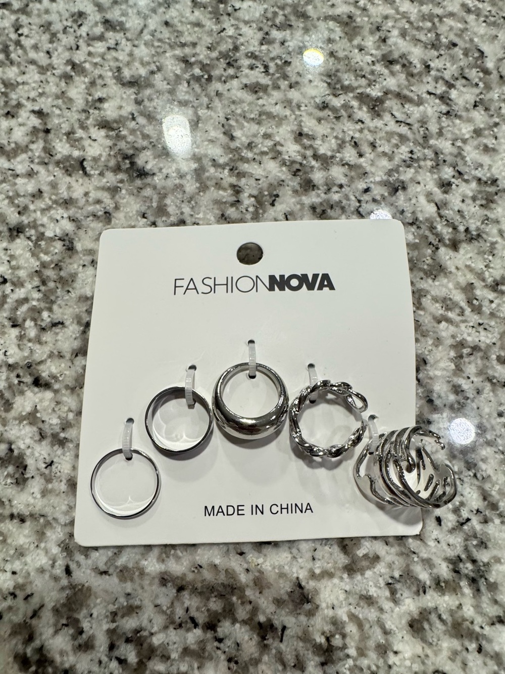 Fashion Nova Silver Mixed Ring Set - 5 Pack